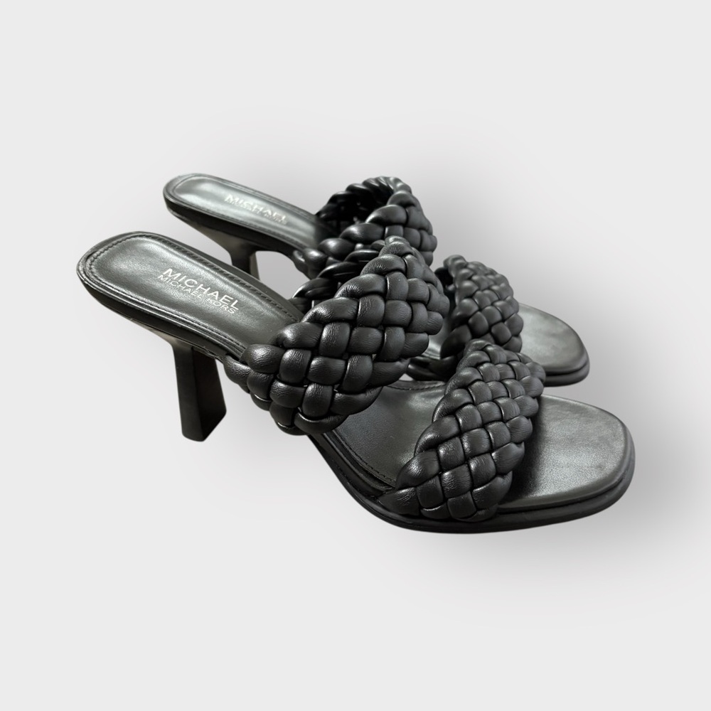 MICHAEL Michael Kors Amelia Black Braided Woven Mule - 2-Strap